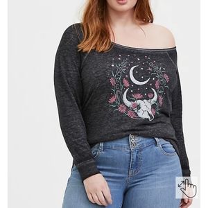 Torrid Off the Shoulder Burnout Top